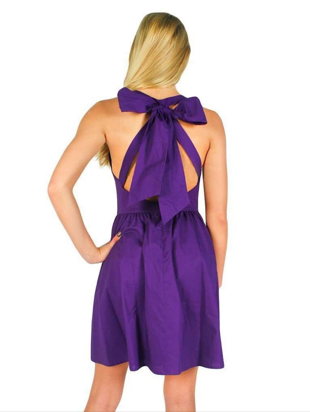 Lauren James Purple Augusta Bow Dress Size S